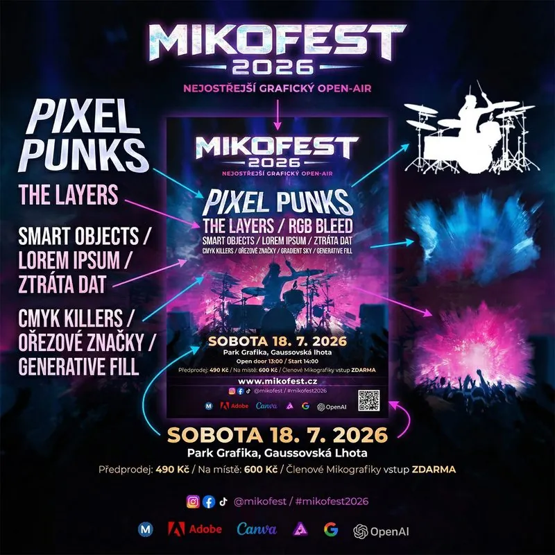 Plakát Mikofest 2026 - grafika pro tisk a sociální sítě